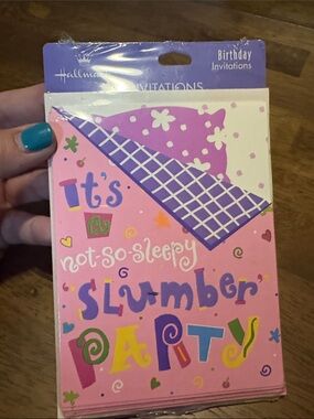 Hallmark Pink Slumber Party Birthday Invitations with Purple Accents